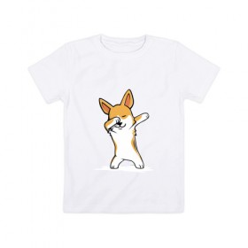 Детская футболка хлопок с принтом Даб собака в Курске, 100% хлопок | круглый вырез горловины, полуприлегающий силуэт, длина до линии бедер | Тематика изображения на принте: 