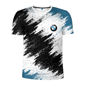 Мужская футболка 3D спортивная с принтом BMW в Курске, 100% полиэстер с улучшенными характеристиками | приталенный силуэт, круглая горловина, широкие плечи, сужается к линии бедра | Тематика изображения на принте: bmw | car | race | авто | бмв | гонки | краска | марка | машина