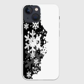 Чехол для iPhone 13 mini с принтом Снежные узоры в Курске,  |  | black | christmas | new year | pattern | white | абстракция | зима | новый год | рождество | снег | снежинки | узор | черно белые