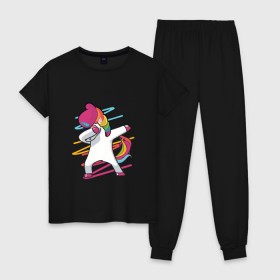 Женская пижама хлопок с принтом Единорог радуга в Курске, 100% хлопок | брюки и футболка прямого кроя, без карманов, на брюках мягкая резинка на поясе и по низу штанин | единорог | лошадки | пони | радуга