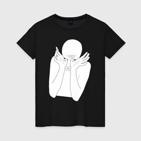 Женская футболка хлопок с принтом Хаски рэпер в Курске, 100% хлопок | прямой крой, круглый вырез горловины, длина до линии бедер, слегка спущенное плечо | рэп | рэпер | хаски