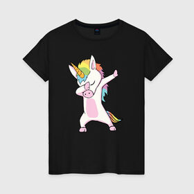 Женская футболка хлопок с принтом Единорог радуга в Курске, 100% хлопок | прямой крой, круглый вырез горловины, длина до линии бедер, слегка спущенное плечо | единорог | пони