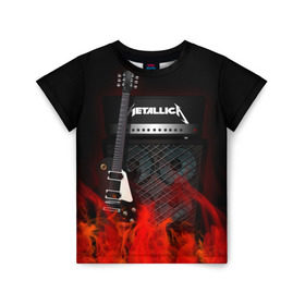 Детская футболка 3D с принтом Metallica в Курске, 100% гипоаллергенный полиэфир | прямой крой, круглый вырез горловины, длина до линии бедер, чуть спущенное плечо, ткань немного тянется | Тематика изображения на принте: logo | metal | metallica | music | rock | лого | логотип | метал | металика | металлика | музыка | рок