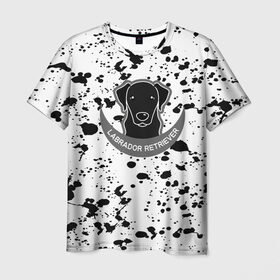 Мужская футболка 3D с принтом LABRADOR RETRIEVER в Курске, 100% полиэфир | прямой крой, круглый вырез горловины, длина до линии бедер | dog | labrador retriever | животные | милые животные | пёсик | пятна | собаки | собачка | текстура