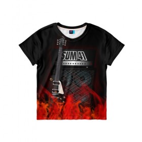Детская футболка 3D с принтом Sum 41 в Курске, 100% гипоаллергенный полиэфир | прямой крой, круглый вырез горловины, длина до линии бедер, чуть спущенное плечо, ткань немного тянется | logo | metal | music | rock | sum 41 | sum41 | лого | логотип | метал | музыка | рок