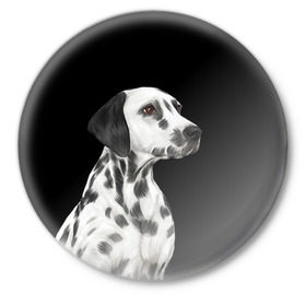 Значок с принтом Далматинец арт в Курске,  металл | круглая форма, металлическая застежка в виде булавки | Тематика изображения на принте: далматин | далматинец | домашние животные | пес | песик | собака | собачка | терьер | шпиц