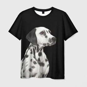 Мужская футболка 3D с принтом Далматинец арт в Курске, 100% полиэфир | прямой крой, круглый вырез горловины, длина до линии бедер | далматин | далматинец | домашние животные | пес | песик | собака | собачка | терьер | шпиц