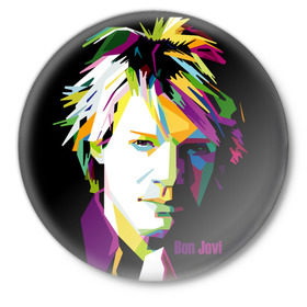 Значок с принтом Jon Bon Jovi в Курске,  металл | круглая форма, металлическая застежка в виде булавки | bon jovi | jon bon jovi | актер | американская | американский | вокалист | гитарист | джон фрэнсис бонджови | искусство | лидер | лунный свет и валентино | маленький город | младший | молодые стрелки 2