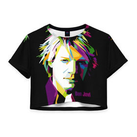 Женская футболка 3D укороченная с принтом Jon Bon Jovi в Курске, 100% полиэстер | круглая горловина, длина футболки до линии талии, рукава с отворотами | bon jovi | jon bon jovi | актер | американская | американский | вокалист | гитарист | джон фрэнсис бонджови | искусство | лидер | лунный свет и валентино | маленький город | младший | молодые стрелки 2