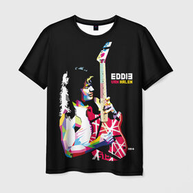 Мужская футболка 3D с принтом Eddie Van Halen в Курске, 100% полиэфир | прямой крой, круглый вырез горловины, длина до линии бедер | american | composer | eddie van halen | guitari | peavey | singer | van halen | warner bros | американский | баритон | виртуоз | гитарист | голландия | искусство | композитор | королевство нидерландов | певец | поп арт | хард рок