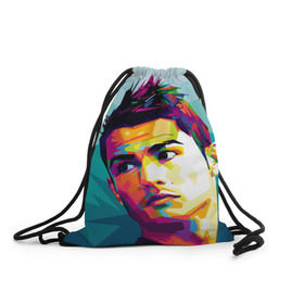 Рюкзак-мешок 3D с принтом Cristiano Ronaldo в Курске, 100% полиэстер | плотность ткани — 200 г/м2, размер — 35 х 45 см; лямки — толстые шнурки, застежка на шнуровке, без карманов и подкладки | криштиану | реал мадрид | роналду