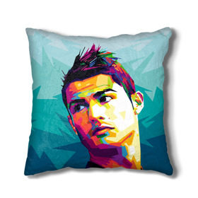 Подушка 3D с принтом Cristiano Ronaldo в Курске, наволочка – 100% полиэстер, наполнитель – холлофайбер (легкий наполнитель, не вызывает аллергию). | состоит из подушки и наволочки. Наволочка на молнии, легко снимается для стирки | криштиану | реал мадрид | роналду