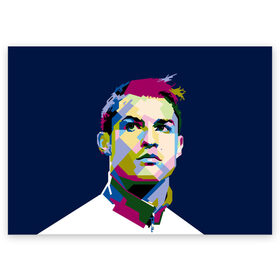 Поздравительная открытка с принтом Cristiano Ronaldo в Курске, 100% бумага | плотность бумаги 280 г/м2, матовая, на обратной стороне линовка и место для марки
 | криштиану | реал мадрид | роналду