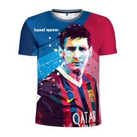 Мужская футболка 3D спортивная с принтом Lionel Messi в Курске, 100% полиэстер с улучшенными характеристиками | приталенный силуэт, круглая горловина, широкие плечи, сужается к линии бедра | Тематика изображения на принте: barcelona | lionel | messi | барселона | лионель | месси | поп арт