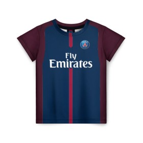 Детская футболка 3D с принтом Neymar home PSG 17-18 в Курске, 100% гипоаллергенный полиэфир | прямой крой, круглый вырез горловины, длина до линии бедер, чуть спущенное плечо, ткань немного тянется | champions | france | league | neymar | psg | жермен | неймар | пари | псж | сент | франция