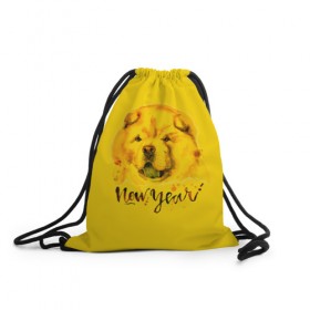 Рюкзак-мешок 3D с принтом Милый щенок в Курске, 100% полиэстер | плотность ткани — 200 г/м2, размер — 35 х 45 см; лямки — толстые шнурки, застежка на шнуровке, без карманов и подкладки | christmas | год собаки | желтая собака | новогодний | новый год | собака