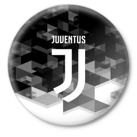 Значок с принтом Juventus 2018 Geometry Sport в Курске,  металл | круглая форма, металлическая застежка в виде булавки | juventus | спорт | спортивные | футбол | футбольный клуб | ювентус