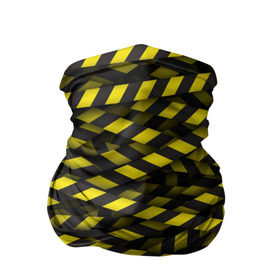 Бандана-труба 3D с принтом Черно-желтая лента в Курске, 100% полиэстер, ткань с особыми свойствами — Activecool | плотность 150‒180 г/м2; хорошо тянется, но сохраняет форму | danger | желтый | знак | ограждение | опастость | паттрен | скотч | черный