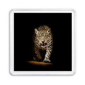 Магнит 55*55 с принтом Leopard в Курске, Пластик | Размер: 65*65 мм; Размер печати: 55*55 мм | Тематика изображения на принте: дикая кошка | зверь | клыки | кот | леопард | оскал | пантера | природа | хищник | ягуар