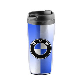 Термокружка-непроливайка с принтом BMW brand color в Курске, внутренняя часть — пищевой пластик, наружная часть — прозрачный пластик, между ними — полиграфическая вставка с рисунком | объем — 350 мл, герметичная крышка | 