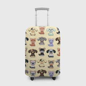 Чехол для чемодана 3D с принтом Милые пушистики в Курске, 86% полиэфир, 14% спандекс | двустороннее нанесение принта, прорези для ручек и колес | год собаки | новый год | пес | собака | щенок
