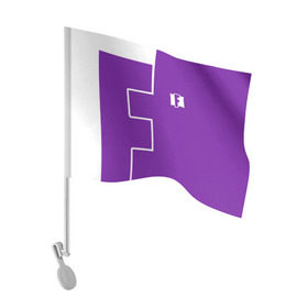 Флаг для автомобиля с принтом FORTNITE big logo в Курске, 100% полиэстер | Размер: 30*21 см | Тематика изображения на принте: battle | battle royal | fortnite | royal | боевик | игры | логотип | фиолетовый