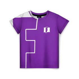 Детская футболка 3D с принтом FORTNITE big logo в Курске, 100% гипоаллергенный полиэфир | прямой крой, круглый вырез горловины, длина до линии бедер, чуть спущенное плечо, ткань немного тянется | battle | battle royal | fortnite | royal | боевик | игры | логотип | фиолетовый