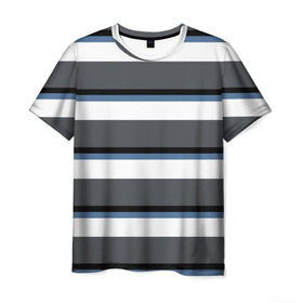Мужская футболка 3D с принтом Моряк в Курске, 100% полиэфир | прямой крой, круглый вырез горловины, длина до линии бедер | белый | для | море | морская | морской | моряк | моряка | мужчины | настроение | подарок | полосы | серый | синий | спокойствие | тельняшка | тема | черный