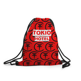 Рюкзак-мешок 3D с принтом Tokio Hotel band logo 2018 в Курске, 100% полиэстер | плотность ткани — 200 г/м2, размер — 35 х 45 см; лямки — толстые шнурки, застежка на шнуровке, без карманов и подкладки | Тематика изображения на принте: logo | music | pop | rock | tokio hotel | альтернатива | германия | металл | музыка | музыкальный | поп | рок