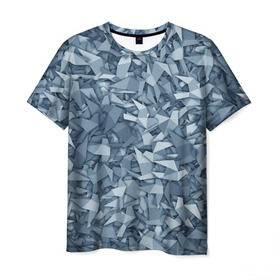 Мужская футболка 3D с принтом Бумажные голуби в Курске, 100% полиэфир | прямой крой, круглый вырез горловины, длина до линии бедер | Тематика изображения на принте: бумага | геометрия | голубь | камуфляж | милитари | оригами | паттерн | поделка | птицы | серый | синий