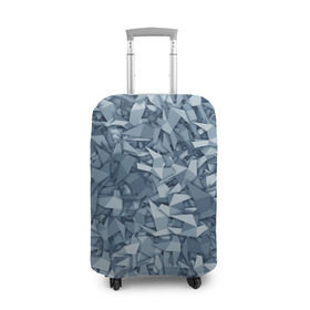 Чехол для чемодана 3D с принтом Бумажные голуби в Курске, 86% полиэфир, 14% спандекс | двустороннее нанесение принта, прорези для ручек и колес | бумага | геометрия | голубь | камуфляж | милитари | оригами | паттерн | поделка | птицы | серый | синий