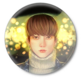 Значок с принтом BTS Jungkook в Курске,  металл | круглая форма, металлическая застежка в виде булавки | bangtan boys | bts | бантаны бтс