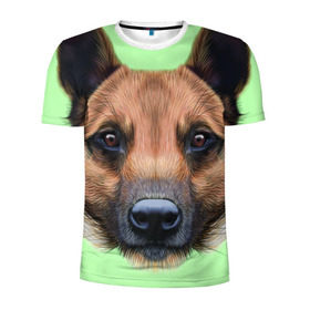 Мужская футболка 3D спортивная с принтом Немецкая овчарка в Курске, 100% полиэстер с улучшенными характеристиками | приталенный силуэт, круглая горловина, широкие плечи, сужается к линии бедра | dog | овчарка | пес | песик | собака | собачка