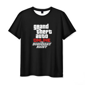 Мужская футболка 3D с принтом GTA Online: The Doomsday Heist в Курске, 100% полиэфир | прямой крой, круглый вырез горловины, длина до линии бедер | auto | dead | grand | gta | gta5 | rdr | red | redemption | rockstar | theft | гта | день | судный