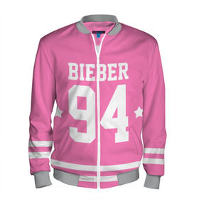 Мужской бомбер 3D с принтом Bieber Team Pink в Курске, 100% полиэстер | застегивается на молнию, по бокам два кармана без застежек, по низу бомбера и на воротнике - эластичная резинка | bieber | justin bieber | бибер | джастин бибер