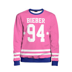 Детский свитшот 3D с принтом Bieber Team Pink в Курске, 100% полиэстер | свободная посадка, прямой крой, мягкая тканевая резинка на рукавах и понизу свитшота | bieber | justin bieber | бибер | джастин бибер
