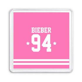 Магнит 55*55 с принтом Bieber Team Pink в Курске, Пластик | Размер: 65*65 мм; Размер печати: 55*55 мм | bieber | justin bieber | бибер | джастин бибер