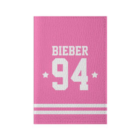 Обложка для паспорта матовая кожа с принтом Bieber Team Pink в Курске, натуральная матовая кожа | размер 19,3 х 13,7 см; прозрачные пластиковые крепления | Тематика изображения на принте: bieber | justin bieber | бибер | джастин бибер