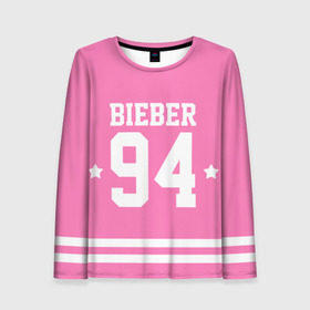 Женский лонгслив 3D с принтом Bieber Team Pink в Курске, 100% полиэстер | длинные рукава, круглый вырез горловины, полуприлегающий силуэт | bieber | justin bieber | бибер | джастин бибер