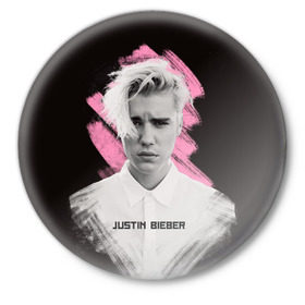 Значок с принтом Justin Bieber / Pink splash в Курске,  металл | круглая форма, металлическая застежка в виде булавки | bieber | justin bieber | бибер | джастин бибер