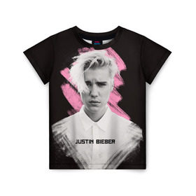 Детская футболка 3D с принтом Justin Bieber / Pink splash в Курске, 100% гипоаллергенный полиэфир | прямой крой, круглый вырез горловины, длина до линии бедер, чуть спущенное плечо, ткань немного тянется | bieber | justin bieber | бибер | джастин бибер