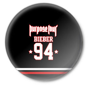 Значок с принтом Bieber Team Black в Курске,  металл | круглая форма, металлическая застежка в виде булавки | bieber | justin bieber | бибер | джастин бибер