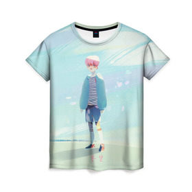 Женская футболка 3D с принтом BTS_Jimin_4 в Курске, 100% полиэфир ( синтетическое хлопкоподобное полотно) | прямой крой, круглый вырез горловины, длина до линии бедер | bangtan boys | bts | бантаны бтс