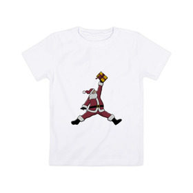 Детская футболка хлопок с принтом Santa Jordan в Курске, 100% хлопок | круглый вырез горловины, полуприлегающий силуэт, длина до линии бедер | дед мороз | джордан | новогодний | рождество | санта