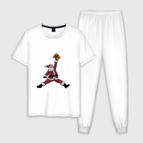 Мужская пижама хлопок с принтом Santa Jordan в Курске, 100% хлопок | брюки и футболка прямого кроя, без карманов, на брюках мягкая резинка на поясе и по низу штанин
 | дед мороз | джордан | новогодний | рождество | санта