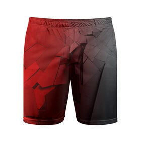 Мужские шорты 3D спортивные с принтом GRAY&RED MIRROR ABSTRACT в Курске,  |  | 