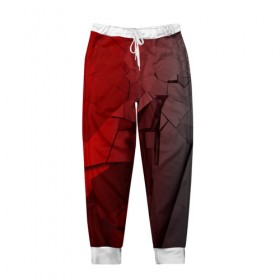 Мужские брюки 3D с принтом GRAY&RED MIRROR ABSTRACT в Курске, 100% полиэстер | манжеты по низу, эластичный пояс регулируется шнурком, по бокам два кармана без застежек, внутренняя часть кармана из мелкой сетки | 