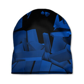 Шапка 3D с принтом Abstract blue collection в Курске, 100% полиэстер | универсальный размер, печать по всей поверхности изделия | abstraction | geometry | абстракция | геометрия | грань | краски | кубик | кубики | линии | мозаика | разноцветные | ребро | текстура | тени | узор