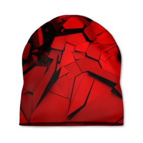 Шапка 3D с принтом Carbon abstraction RED в Курске, 100% полиэстер | универсальный размер, печать по всей поверхности изделия | abstraction | geometry | абстракция | геометрия | грань | краски | кубик | кубики | линии | мозаика | разноцветные | ребро | текстура | тени | узор