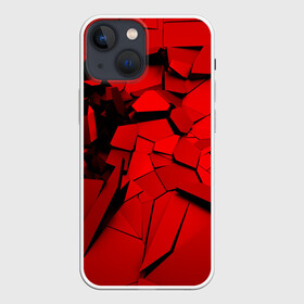 Чехол для iPhone 13 mini с принтом Carbon abstraction RED в Курске,  |  | Тематика изображения на принте: abstraction | geometry | абстракция | геометрия | грань | краски | кубик | кубики | линии | мозаика | разноцветные | ребро | текстура | тени | узор